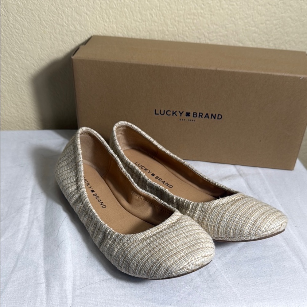 Lucky Brand Cream Textured Flats